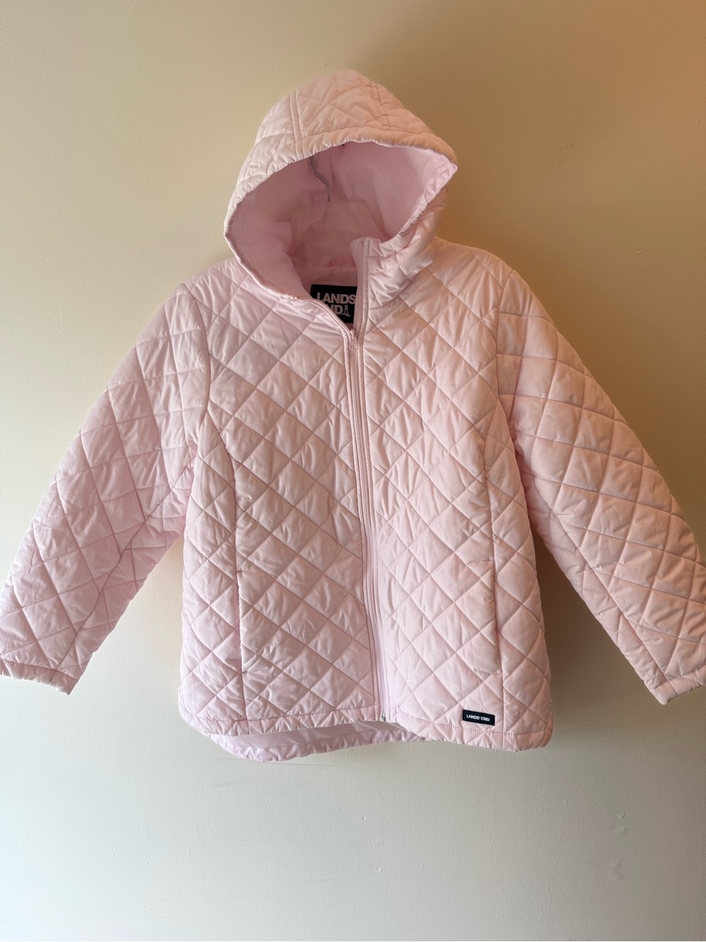 Lands End Light Pink Quilted Hooded Jacket 1x - Picture 3 of 5